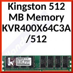 Kingston 512 MB Memory KVR400X64C3A/512 - DDR - ValueRAM - DIMM - 184 Pins - 400MHz - PC3200 - CL3 - NonECC - Refurbished