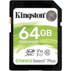 Kingston Canvas Select Plus - Flash memory card - 64 GB - Video Class V10 / UHS-I U1 / Class10 - SDXC UHS-I