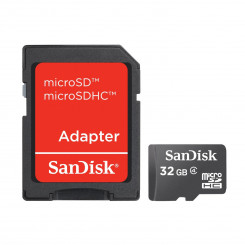 SanDisk - Flash memory card (microSDHC to SD adapter included) - 32 GB - Class 4 - microSDHC - black