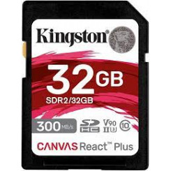 Kingston Canvas React Plus - Flash memory card - 32 GB - Video Class V90 / UHS-II U3 / Class10 - SDXC UHS-II