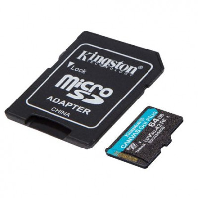 Kingston Canvas Go! Plus - Flash memory card - 64 GB - Video Class V30 / UHS-I U3 / Class10 - SDXC UHS-I