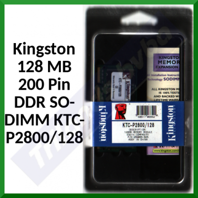 Kingston 128 MB 200 Pin DDR SO-DIMM Memory KTC-P2800/128 - 269085 - PC2100, 266Mhz
