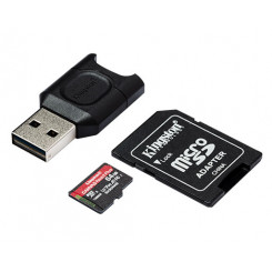 Kingston Canvas React Plus - Flash memory card (microSDXC to SD adapter included) - 64 GB - A1 / Video Class V90 / UHS-II U3 / Class10 - microSDXC UHS-II