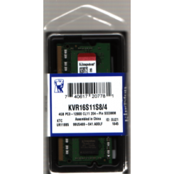 Kingston 4GB SO-Dimm DDR3 Memory KVR16S11S8/4 - ValueRAM - DDR3 - 4 GB - SO DIMM 204-pin - 1600 MHz / PC3-12800 - CL11 - 1.5 V - unbuffered - non-ECC - for Asus Notebooks* Check Description