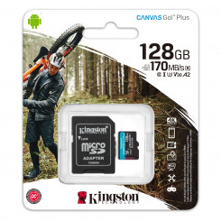 Kingston Canvas Go! Plus - Flash memory card (microSDXC to SD adapter included) - 128 GB - A2 / Video Class V30 / UHS-I U3 / Class10 - microSDXC UHS-I