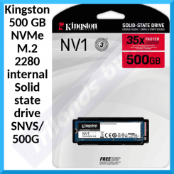 Kingston 500 GB NVMe M.2 2280 internal Solid state drive SNVS/500G - 500 GB -M.2 2280 - PCI Express 3.0 x4 (NVMe)