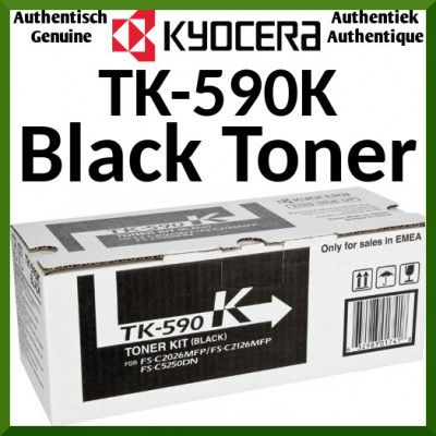 Kyocera TK-590K Black Original Toner Cartridge (7000 Pages) for Kyocera FS-C2016, FS-C2026 mfp, FS-C2026+ mfp, FS-C2126 mfp, FS-C2126+ mfp, FS-C2526 mfp, FS-C2626 mfp, FS-C5250DN - ECOSYS M6026cdn, M6526cdn, P6026cdn