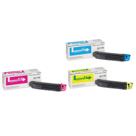 Kyocera TK-5140CMY (3-Toner Bundle) CYAN + MAGENTA + YELLOW ALL ORIGINAL Toner Cartridges (3 X 5.000 Pages)
