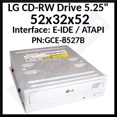 LG GCE-8527B 52x32x52 CD-RW Drive, 2MB Buffer Memory, 100ms Access Time, 52x CD-R, 32x CD-RW Max Write , 7,800KB/s Data Transfer Rate. - Refurbished