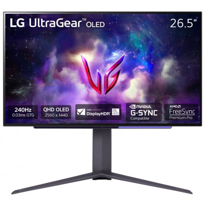 LG UltraGear 27GS95QE-B - OLED monitor - gaming - 27" (26.5" viewable) - 2560 x 1440 QHD @ 240 Hz - 1000 cd/m - 1500000:1 - DisplayHDR 400 True Black - 0.03 ms - 2xHDMI, DisplayPort