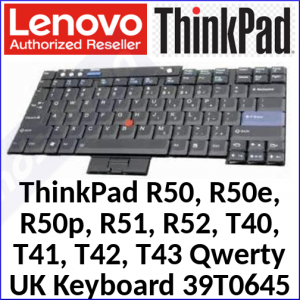 Lenovo ThinkPad Replacemant (Qwerty UK) Genuine Keyboard 39T0645 for ThinkPad R50, R50e, R50p, R51, R52, T40, T41, T42, T43 (15" Screen) - Special Clearance Price