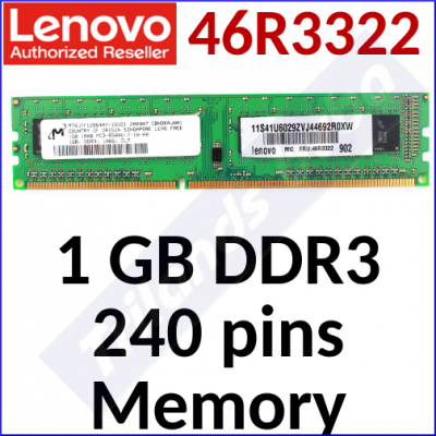 Lenovo 1 GB DDR3 Memory 46R3322 - DDR3 - 240 Pins - DIMM - PC3-8500 - 1066MHz