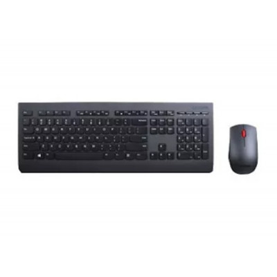 Lenovo Professional Keyboard & Mouse - USB Wireless RF - Italian - Black - USB Wireless RF - Laser - 1600 dpi - 5 Button - Tilt Wheel - Black - Symmetrical