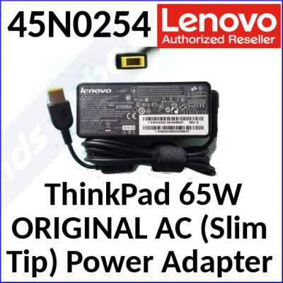 Lenovo ThinkPad 65W ORIGINAL AC (Slim Tip) Power Adapter / Charger 45N0254 (Original Lenovo Pack)