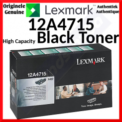 Lexmark 12A4715 Original High Capacity BLACK Toner Cartridge (12000 Pages) for Lexmark X422 mfp, X422dn, X422dtn, X422n, X422tn - Special Offer