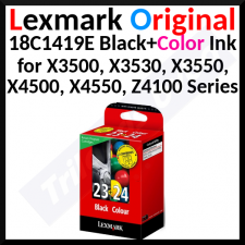 Lexmark 23 Black / 24 Tri-Color Original 2-Ink Pack Ink Cartridges 18C1419E