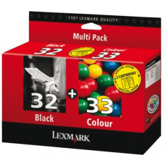 Lexmark 32 Black / 33 COLOR Original 2-Ink Pack Ink Cartridges 80D2951E - Liquidation Price