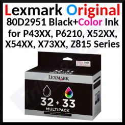 Lexmark 32 Black / 33 COLOR Original 2-Ink Pack Ink Cartridges 80D2951E