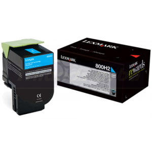 Lexmark 800H2 Cyan Toner Return Program Original Cartridge 80C0H20 (3000 Pages) for Lexmark CX410de, CX410dte, CX410e