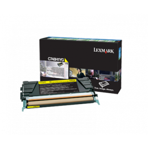 Lexmark C748H1YG Yellow High Yield Original Toner Cartridge (10000 Pages) Return Program Cartridge for Lexmark C748de, C748dte, C748e