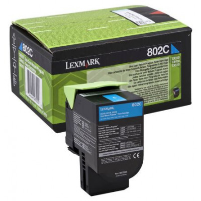 Lexmark 802C Cyan Original Toner Cartridge (1000 Pages) for Lexmark CX310dn, CX310n, CX410de, CX410dte, CX410e, CX510de, CX510dhe, CX510dthe