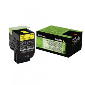 Lexmark 802HY High Yield Yellow (Return Program) Original Toner Cartridge 80C2HY0 (3000 Pages) for Lexmark CX410de, CX410dte, CX410e, CX510de, CX510dhe, CX510dthe