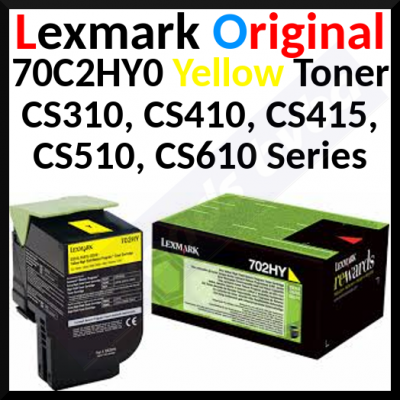 Lexmark (70C2HY0) 702HY Original High Yield Yellow Toner Cartridge (3000 Pages)
