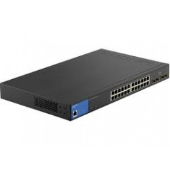 Linksys LGS328PC - Switch - Managed - 24 x 10/100/1000 (PoE+) + 4 x Gigabit SFP (uplink) - rack-mountable - PoE+ (250 W) - TAA Compliant