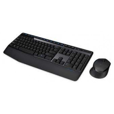 Logitech Wireless Combo MK345 - Keyboard and mouse set - wireless - 2.4 GHz - US International - black, blue