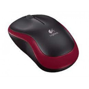 Logitech M185 Mouse - Radio Frequency - USB - Optical - 3 Button(s) - Red, Black - Wireless - 2.40 GHz - Scroll Wheel - Symmetrical