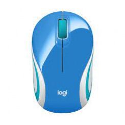 Logitech M187 Mouse - Radio Frequency - USB - Optical - 3 Button(s) - Blue - Wireless - 2.40 GHz - 1000 dpi - Scroll Wheel