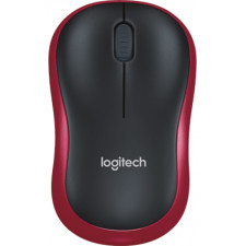 Logitech M185 Mouse - Radio Frequency - USB - Optical - 3 Button(s) - Red - Wireless - 2.40 GHz - Scroll Wheel - Symmetrical