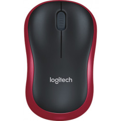 Logitech M185 Mouse - Radio Frequency - USB - Optical - 3 Button(s) - Red - Wireless - 2.40 GHz - Scroll Wheel - Symmetrical