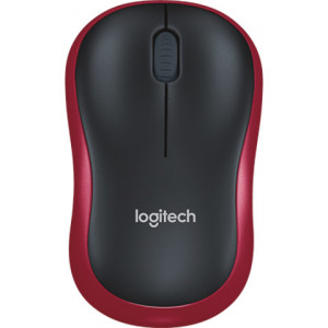 Logitech M185 Mouse - Radio Frequency - USB - Optical - 3 Button(s) - Red - Wireless - 2.40 GHz - Scroll Wheel - Symmetrical