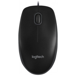 Logitech B100 Mouse - USB - Optical - 3 Button(s) - Black - Cable - 800 dpi - Scroll Wheel - Symmetrical