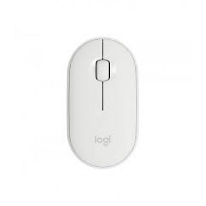 Logitech Pebble M350 - Mouse - optical - 3 buttons - wireless - Bluetooth, 2.4 GHz - USB wireless receiver - off-white