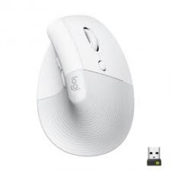 Logitech Lift Vertical Ergonomic Mouse - Vertical mouse - ergonomic - optical - 6 buttons - wireless - Bluetooth, 2.4 GHz - Logitech Logi Bolt USB receiver - off-white