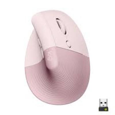 Logitech Lift Vertical Ergonomic Mouse - Vertical mouse - ergonomic - optical - 6 buttons - wireless - Bluetooth, 2.4 GHz - Logitech Logi Bolt USB receiver - rose