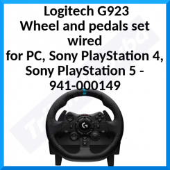Logitech G923 - Wheel and pedals set - wired - for PC, Sony PlayStation 4, Sony PlayStation 5