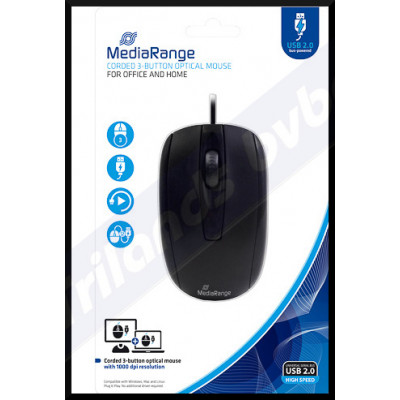 MEDIARANGE OPTICAL MOUSE WITH CABLE MROS211 3buttons black