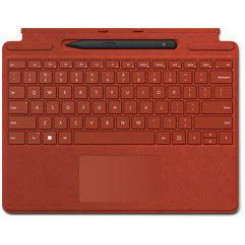Microsoft Surface Pro Signature Keyboard - Keyboard - with touchpad, accelerometer, Surface Slim Pen 2 storage and charging tray - AZERTY - Belgium French - poppy red - with Slim Pen 2 - for Surface Pro 8, Pro X