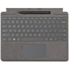 Microsoft Surface Pro Signature Keyboard - Keyboard - with touchpad, accelerometer, Surface Slim Pen 2 storage and charging tray - AZERTY - Belgium French - platinum - commercial - with Slim Pen 2 - for Surface Pro 8, Pro X