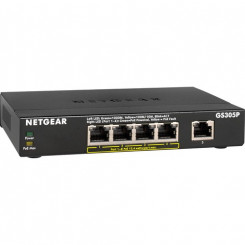 Netgear GS300 GS305P 5 Ports Ethernet Switch - 2 Layer Supported - 67.50 W Power Consumption - 63 W PoE Budget - Twisted Pair - PoE Ports - Desktop, Wall Mountable