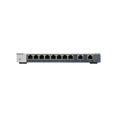 NETGEAR GS110MX - Switch - unmanaged - 8 x 1000Base-T + 2 x 100/1000/2.5G/5G/10G (uplink) - desktop, rack-mountable, wall-mountable - DC power
