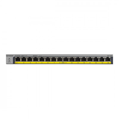 NETGEAR GS116PP - Switch - unmanaged - 16 x 10/100/1000 (PoE+) - desktop, rack-mountable, wall-mountable - PoE+ (183 W) - DC power