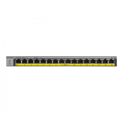 NETGEAR GS116LP - Switch - 16 x 10/100/1000 (PoE+) - desktop, rack-mountable, wall-mountable - PoE+ (76 W) - DC power