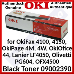 Oki 09002390 Black Original Toner Cartridge (1200 Pages) for OkiFax 4100, 4150, OkiPage 4M, 4W, OkiOfice 44, Lanier LF4050, Olivetti PG604, OFX4500