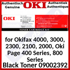 Oki 09002392 Black Original Toner Cartridge (2500 Pages) for Okifax 4000, 3000, 2300, 2100, 2000, Oki Page 400 Series, 800 Series