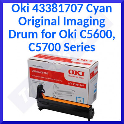 Oki 43381707 Cyan Original Imaging Drum (20000 Pages) for OKI C5600, C5600n, C5600dn, C5700, C5700n, C5700dn, C5700dtn