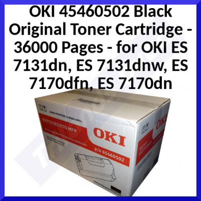 OKI 45460502 Black Original Toner Cartridge - 36000 Pages - for OKI ES 7131dn, ES 7131dnw, ES 7170dfn, ES 7170dn